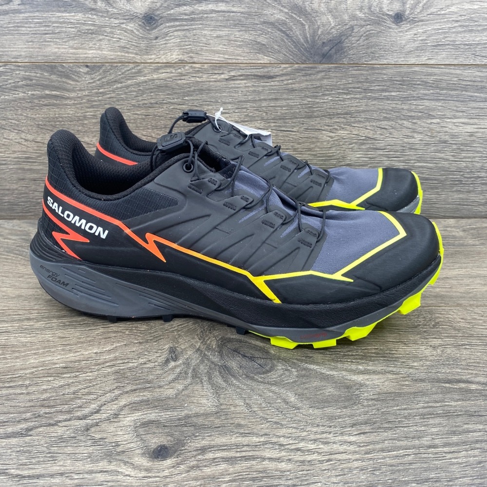 Salomon Thundercross Trail Running Shoes Mens 8.5 Black Yellow L47295400 NWT